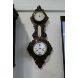 Mahogany cased barometer/ clock