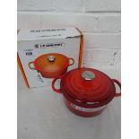 +VAT Le Creuset enamelled cast iron signature round casserole dish with lid, size 1.8L, in red