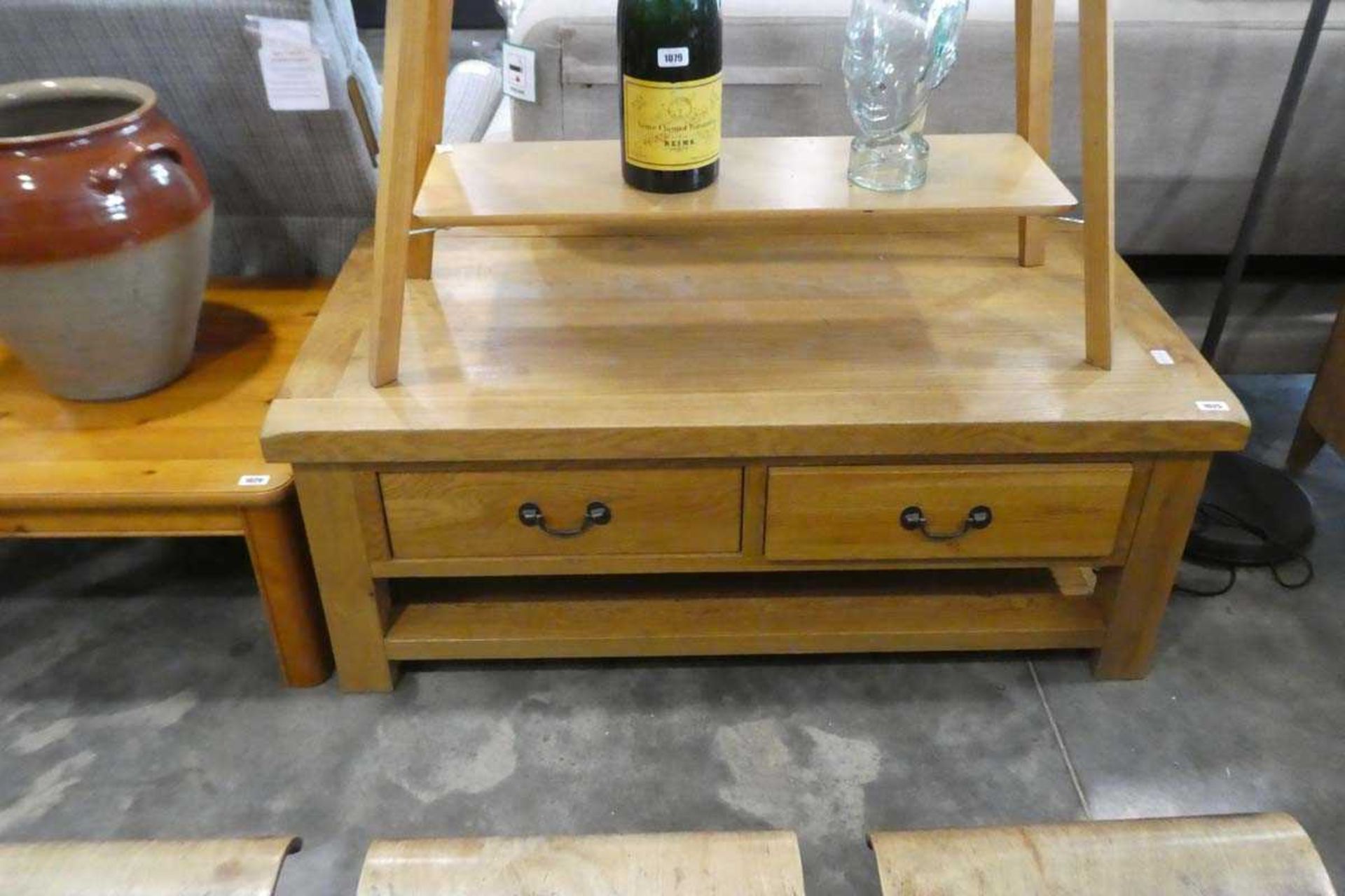 Light oak coffee table with shelf below