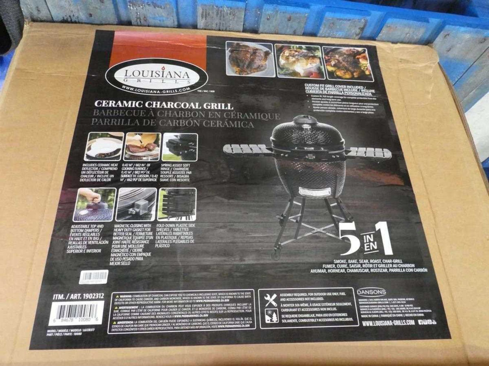 +VAT Ceramic Charcoal Louisiana grill in black, boxed - Image 2 of 3