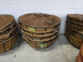 6 40cm wire hanging baskets with integrated coco liner