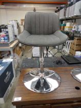 +VAT Grey leatherette and chrome height adjustable bar stool