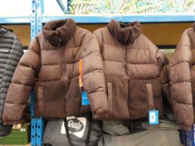 +VAT 2 ladies Columbia zip-up brown puffer jackets (size M)