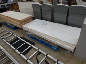 2 pallets of various sized white 4 panel interior doors