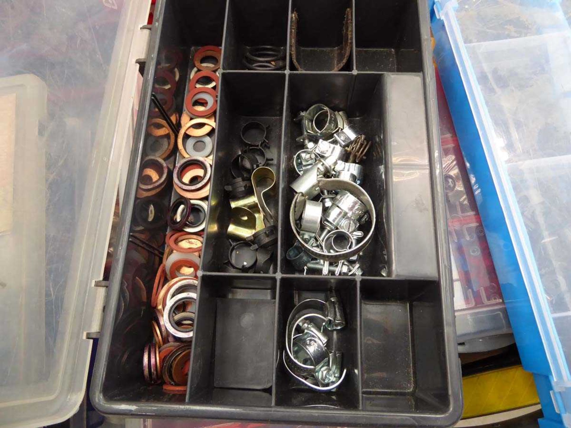 Large quantity of plastic fixings boxes inc. nuts, bolts, screws, washers, electrical connectors - Image 3 of 3