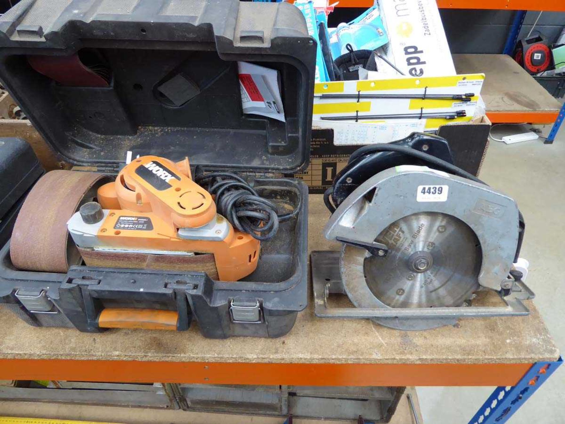 Worx belt sander and a Powercraft circular saw