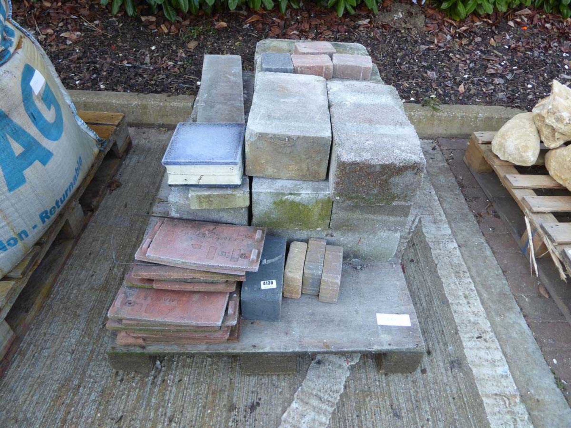 Pallet of various bricks, blocks and tiles