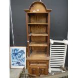 Rustic pine dome topped display unit with cupboard and drawer under