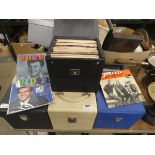 5 x boxes containing vinyl records and 2 x boxes containing record sleeves