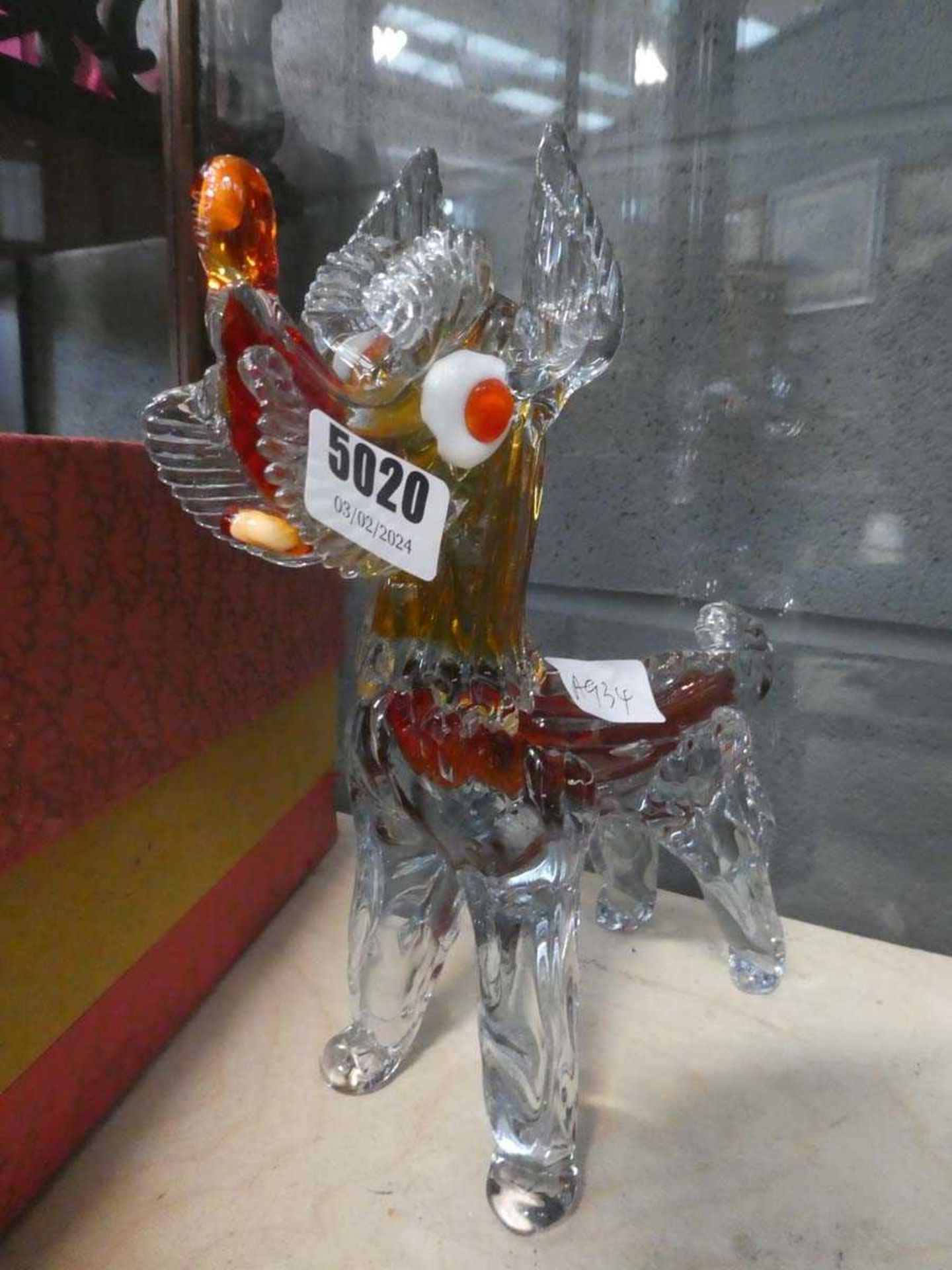 Carnival glass dog