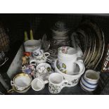 Cage of Port Meirion Edwardian and later crockery plus thimbles and Hummel figures