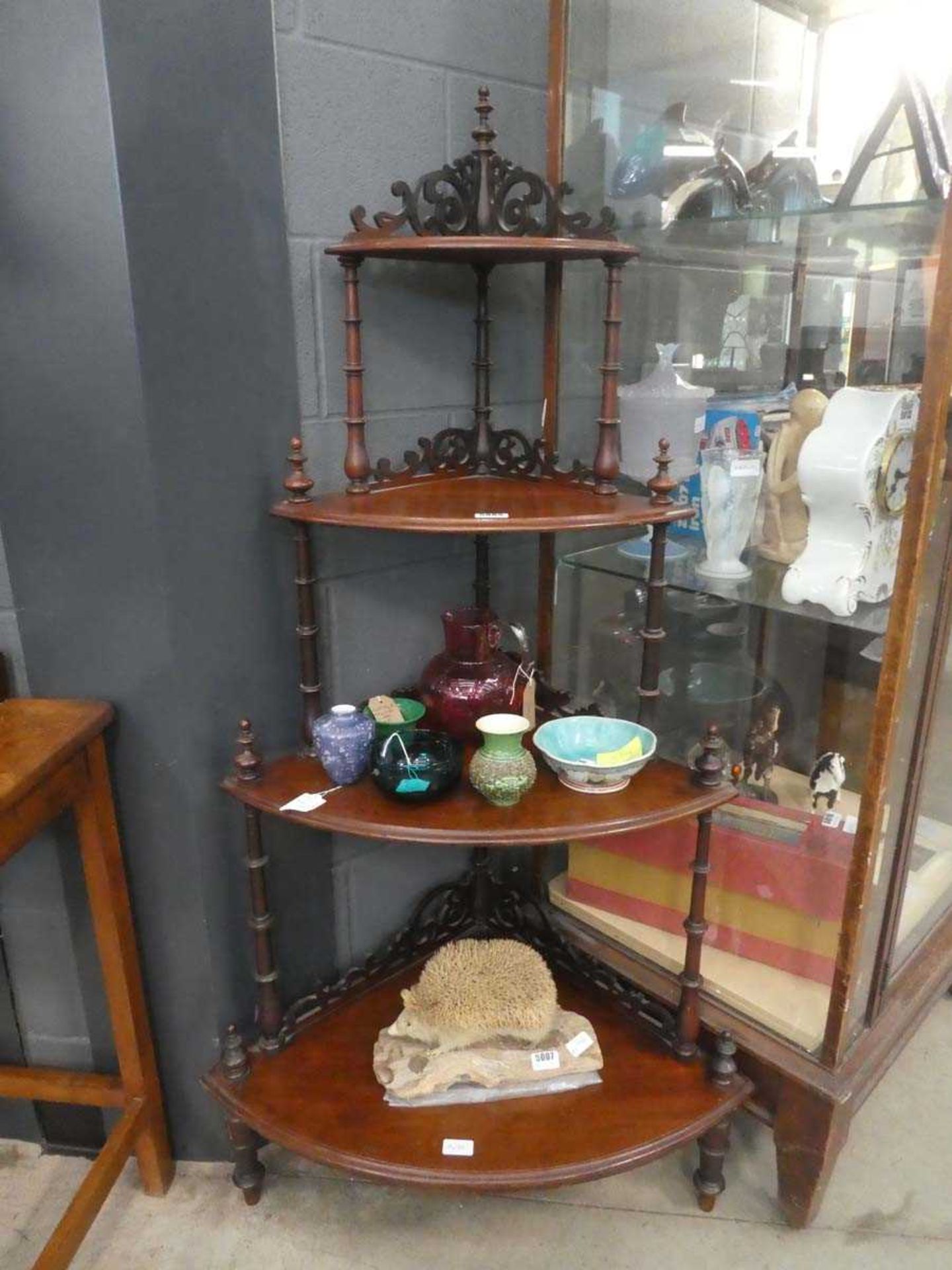 4 tier Victorian corner whatnot stand