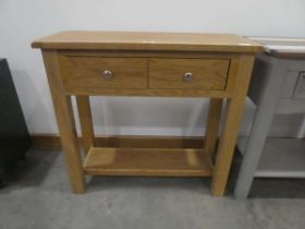 Pine 2 drawer side table with shelf under