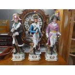 3 Capodimonte style military officers
