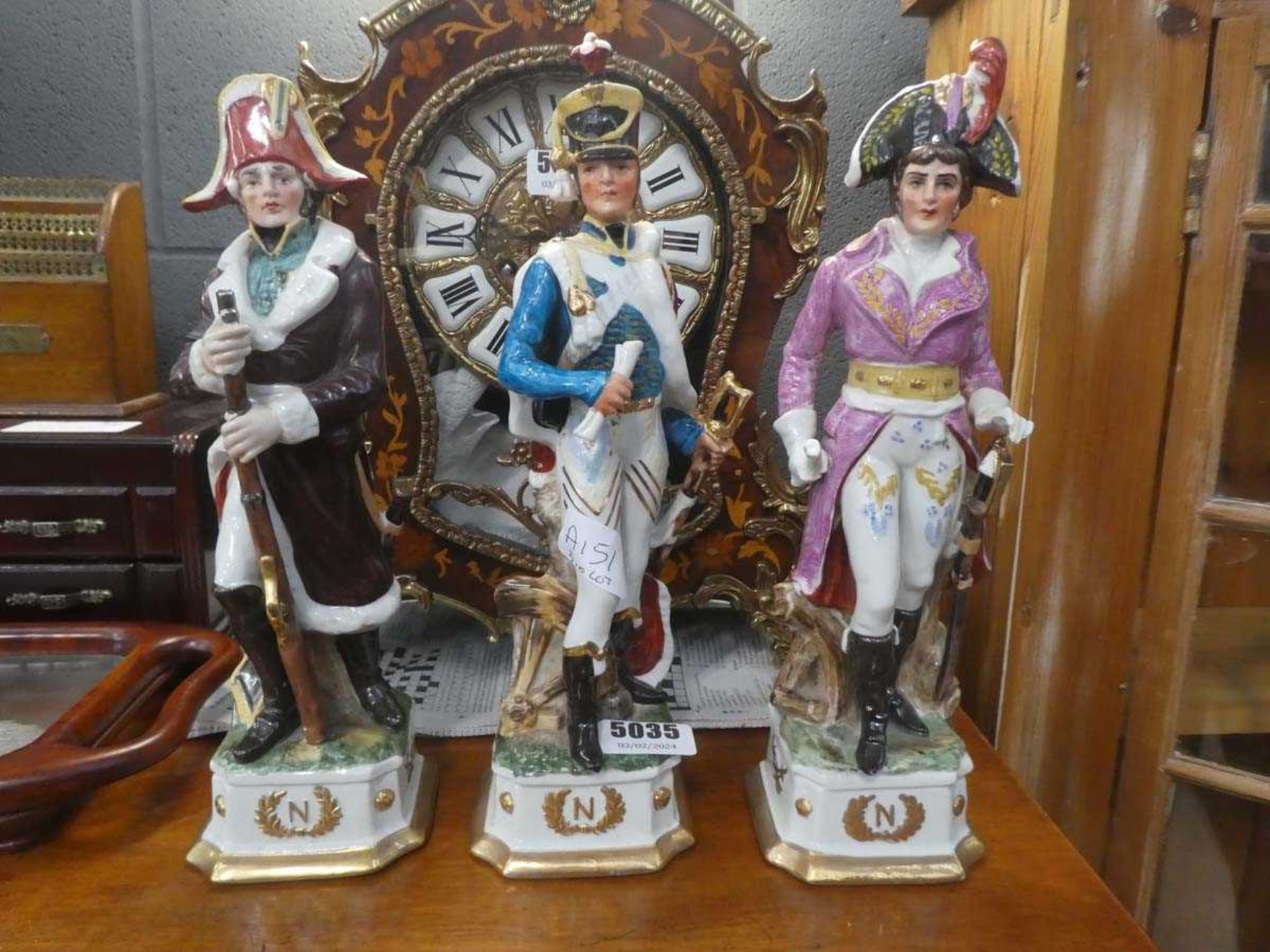 3 Capodimonte style military officers