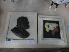 2 wall plaques - The GreeK Philosopher and Blonde Girl