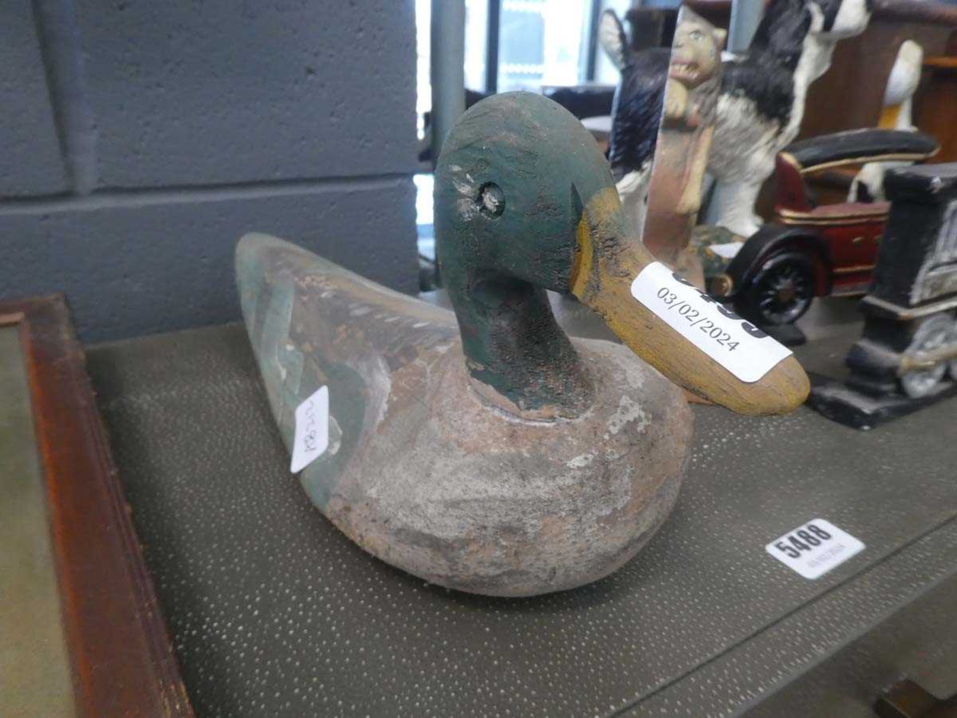 Painted wooden decoy duck