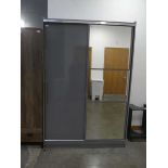 Grey painted wardrobe with mirrored section and sliding door