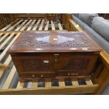 Inlaid Indian chest with two drawers under