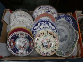 Box containing English and other porcelain plates