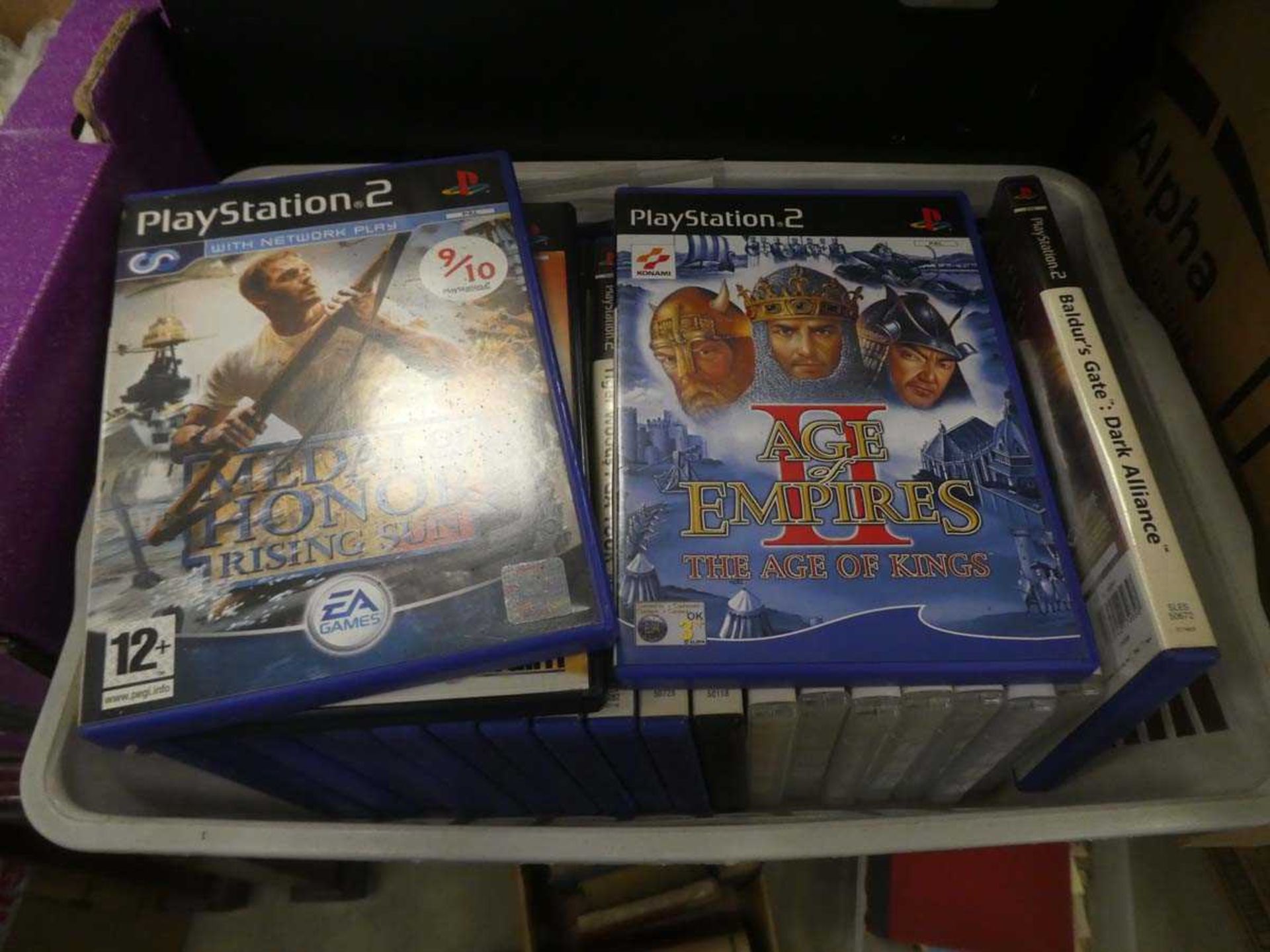 Box containing PlayStation games