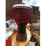 Carved African drum