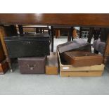 Deeds box, index card cabinet plus various other storage boxes