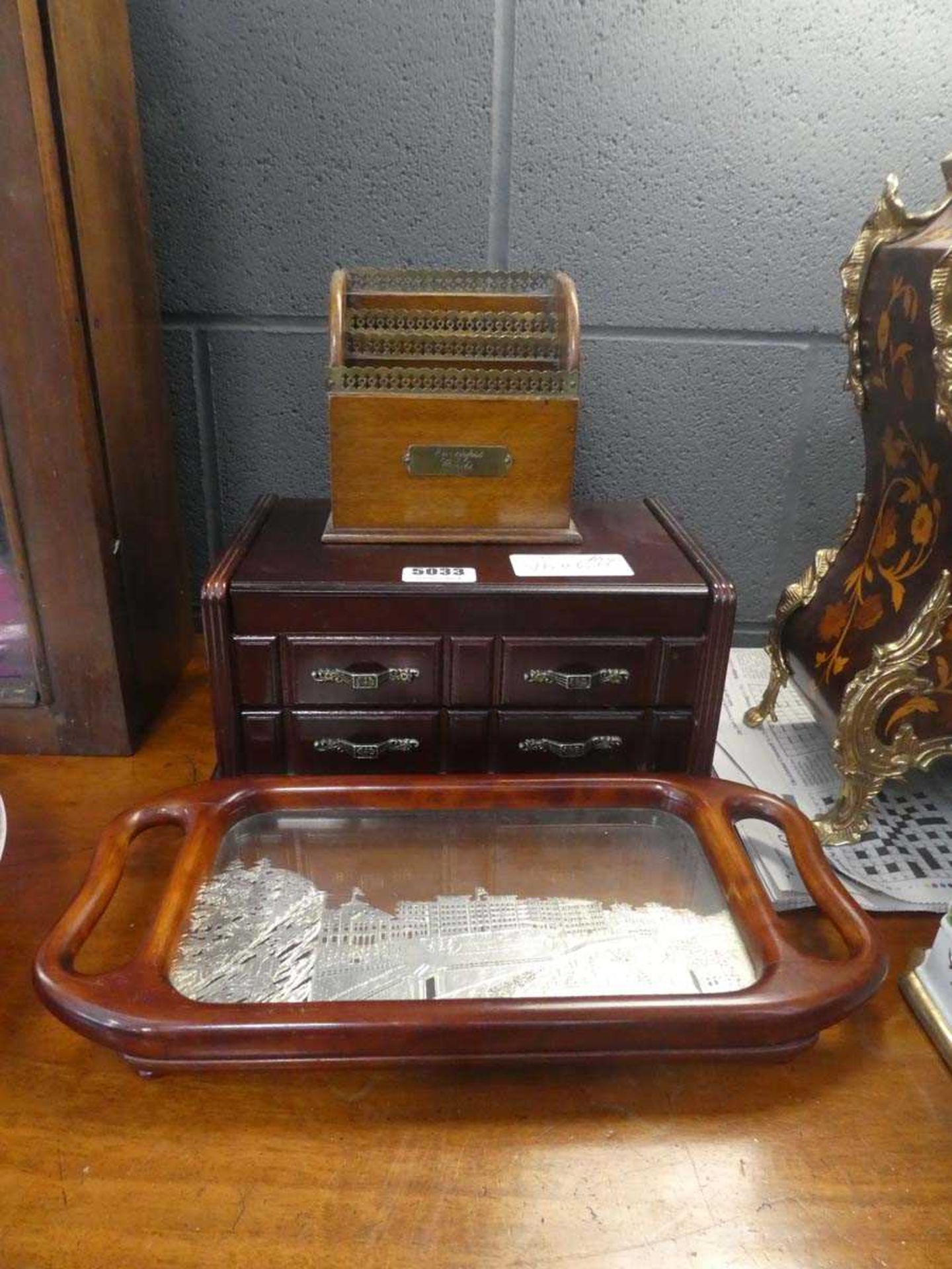 Modern jewellery box plus a letter rack and serving tray