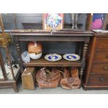 3 tier oak buffet with carved panels