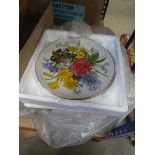 2 boxes containing German collectors plates and kitchen storage vessels