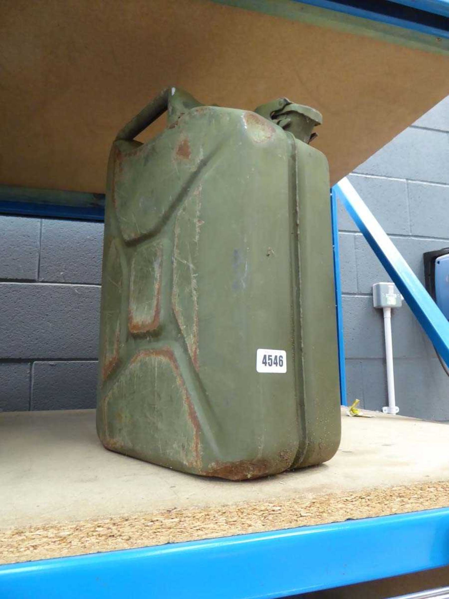 Green metal jerry can