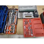 Small tap and die set, mini screwdriver and socket set