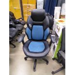 +VAT Black and blue gaming style swivel armchair