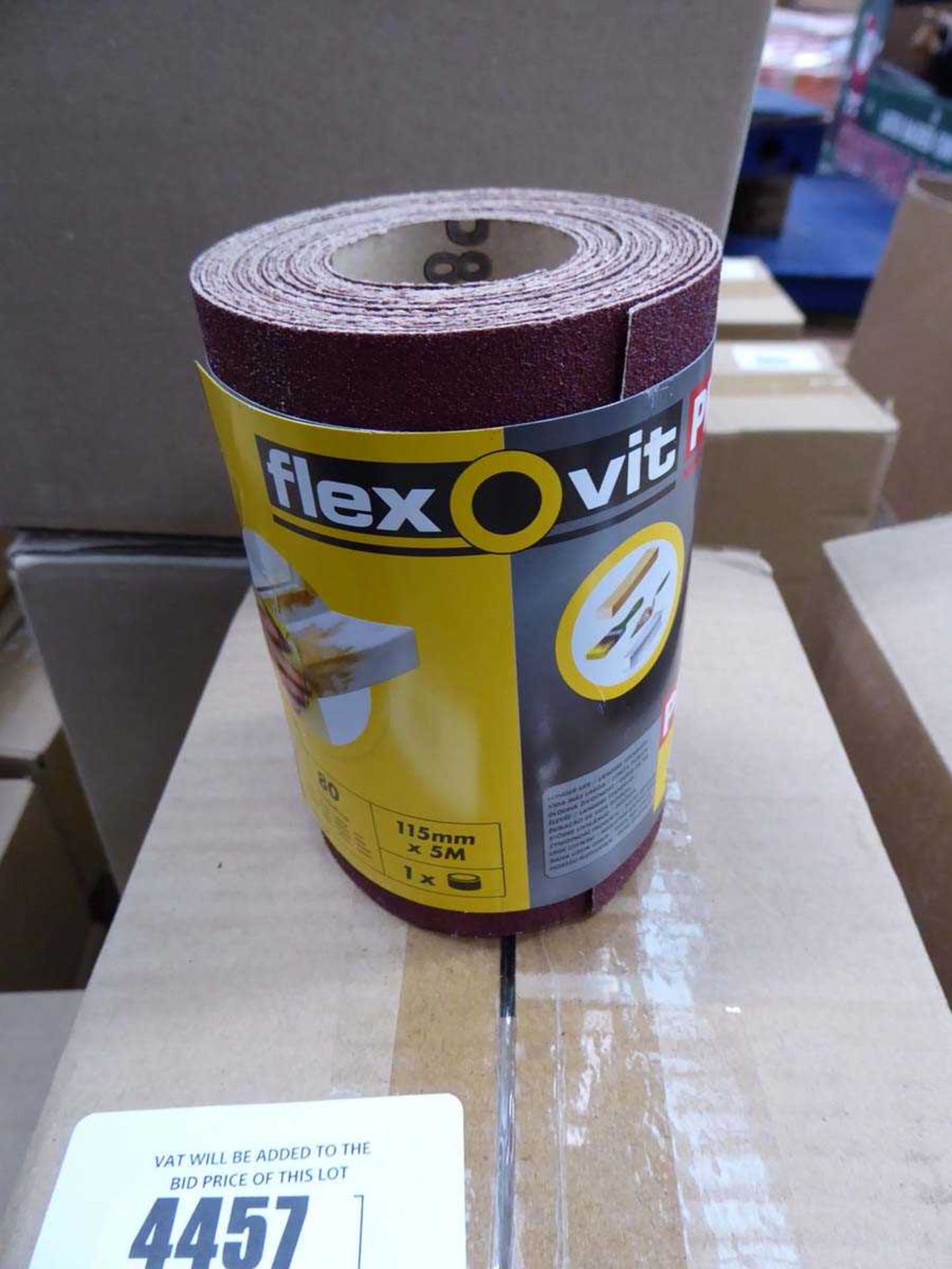 +VAT Four boxes of Flexovit 15mm x 5m 80 grit sanding rolls - Image 2 of 2