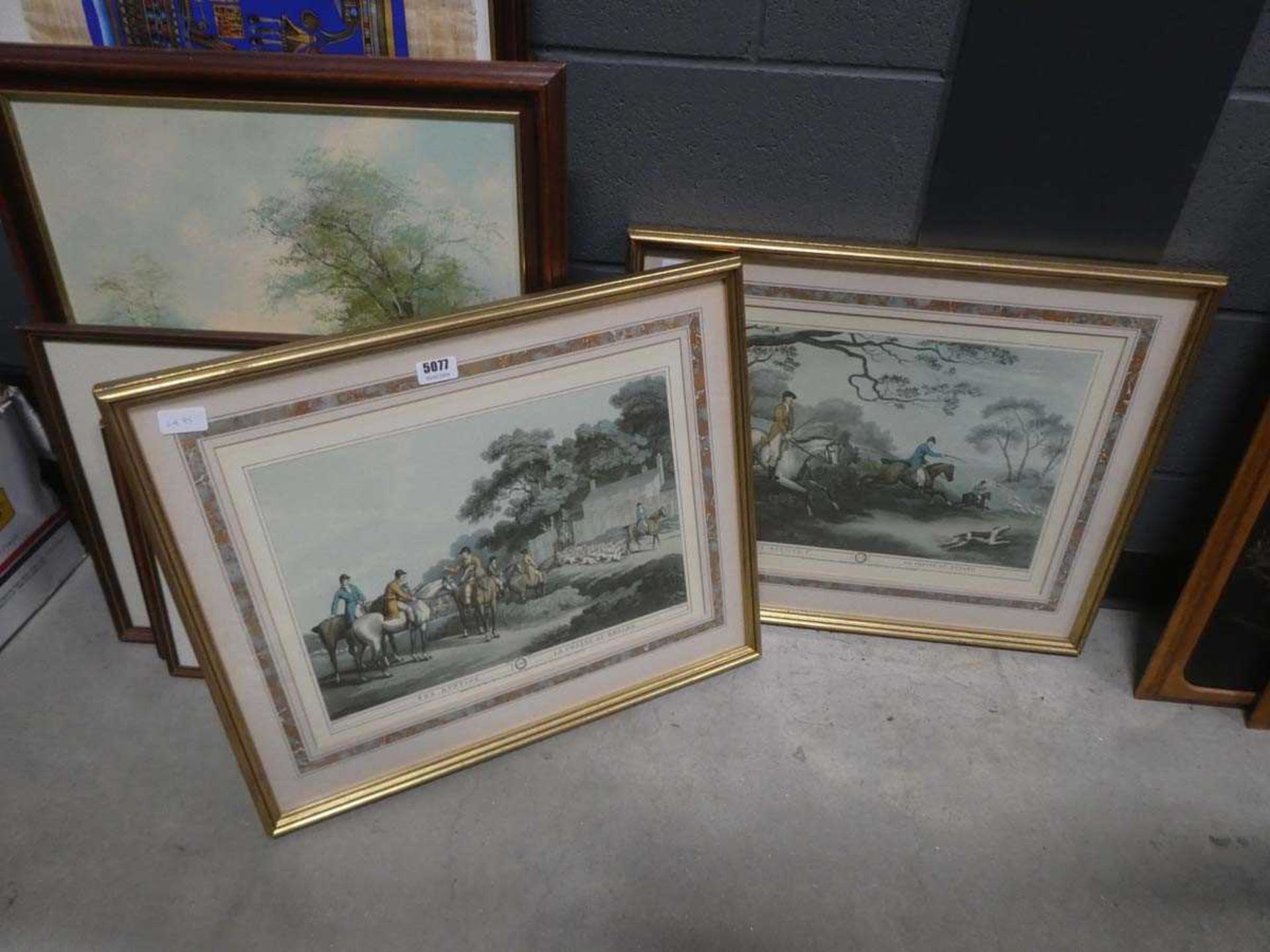 Two framed and glazed French hunting prints