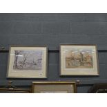 Pair of David Green prints of Bedford embankment and Brohman Mill