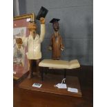 Two vintage Italian hand crafted figures - the academic and therapist