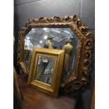 Mirror in ornate gilt frame plus one other rectangular mirror