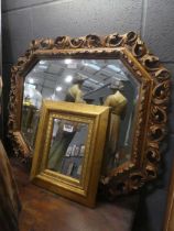 Mirror in ornate gilt frame plus one other rectangular mirror