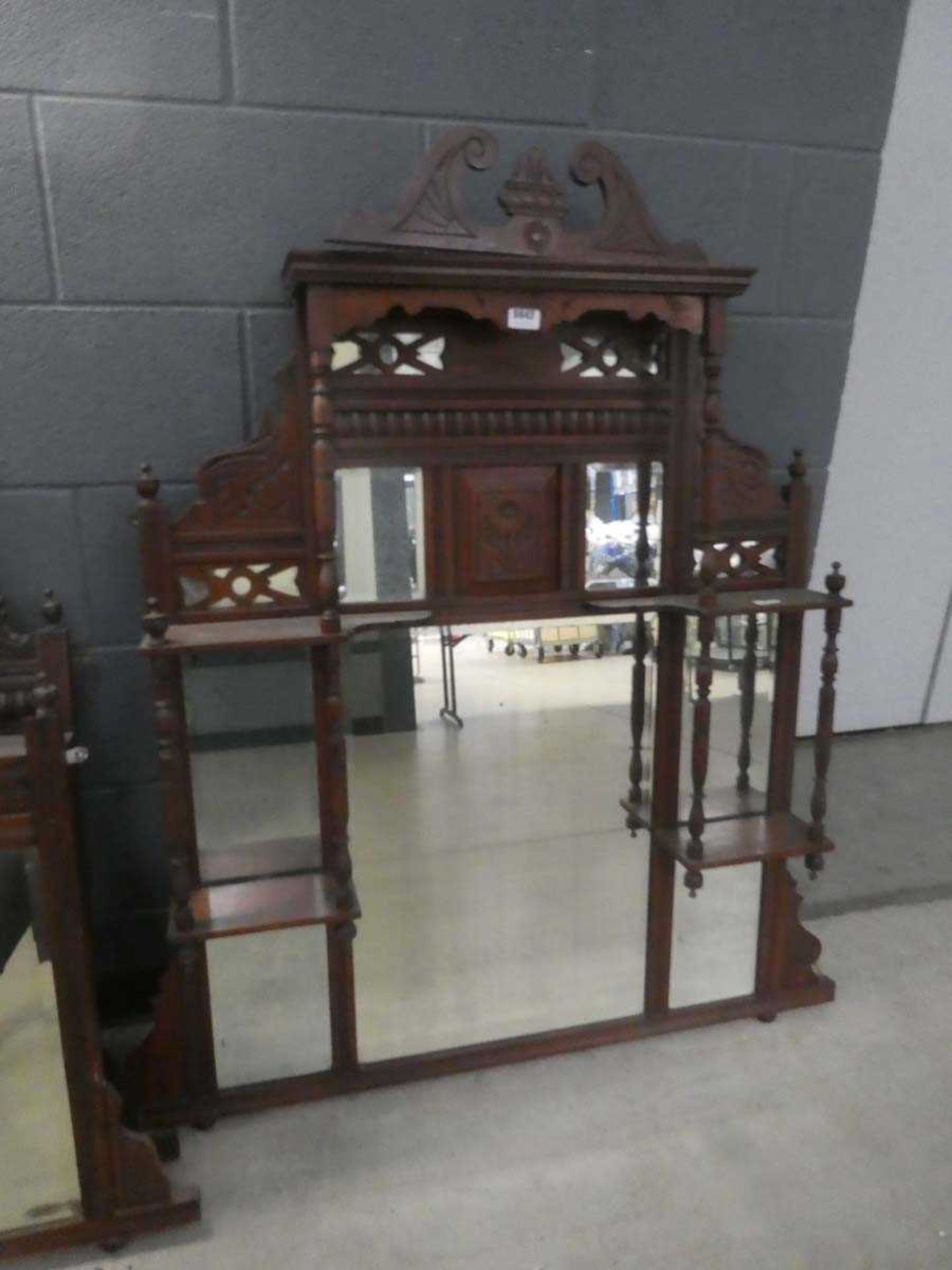 Multi panelled Edwardian over mantel with carved frame