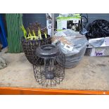 +VAT Gardena grass rake, 2 potted bulbs and a bird feeder