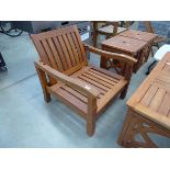 Wooden garden chair with adjustable back