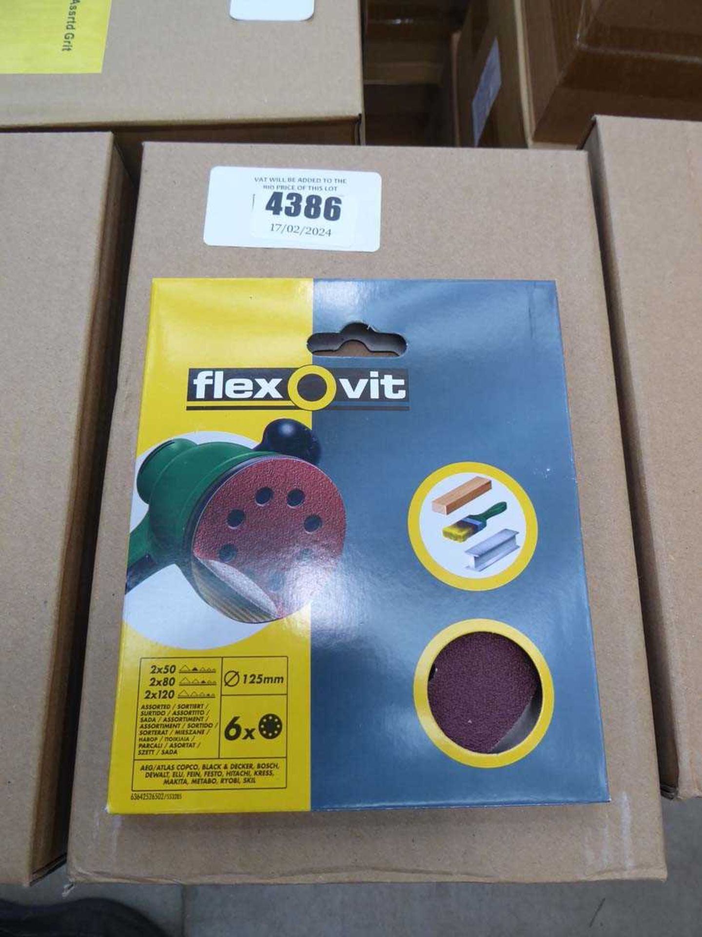 +VAT Four boxes of Flexovit 125mm assorted grit sanding discs - Image 2 of 2