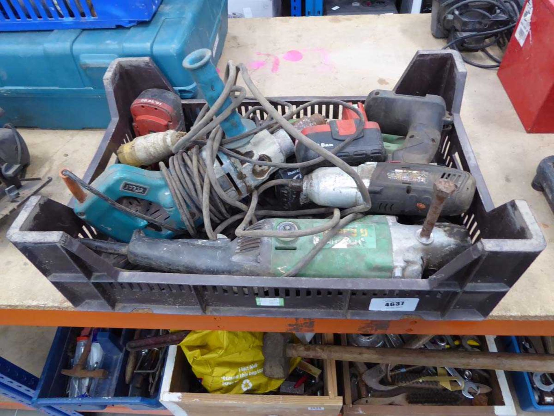 +VAT Crate of power tools to inc. angle grinder, nut runner, drill etc