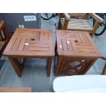 2 square wooden garden tables