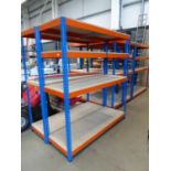 4 shelved orange and metal rack