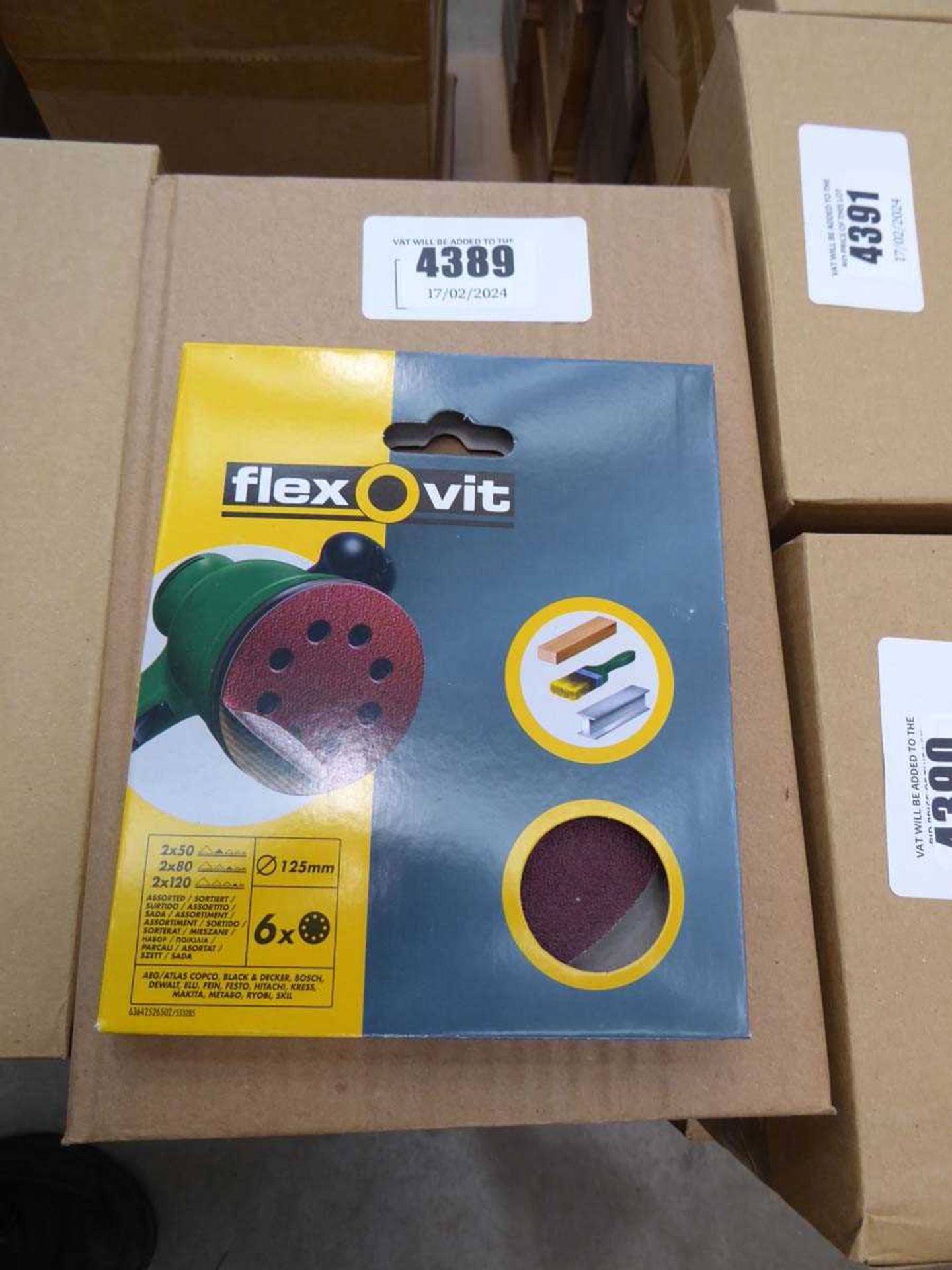 +VAT Four boxes of Flexovit 125mm assorted grit sanding discs - Image 2 of 2