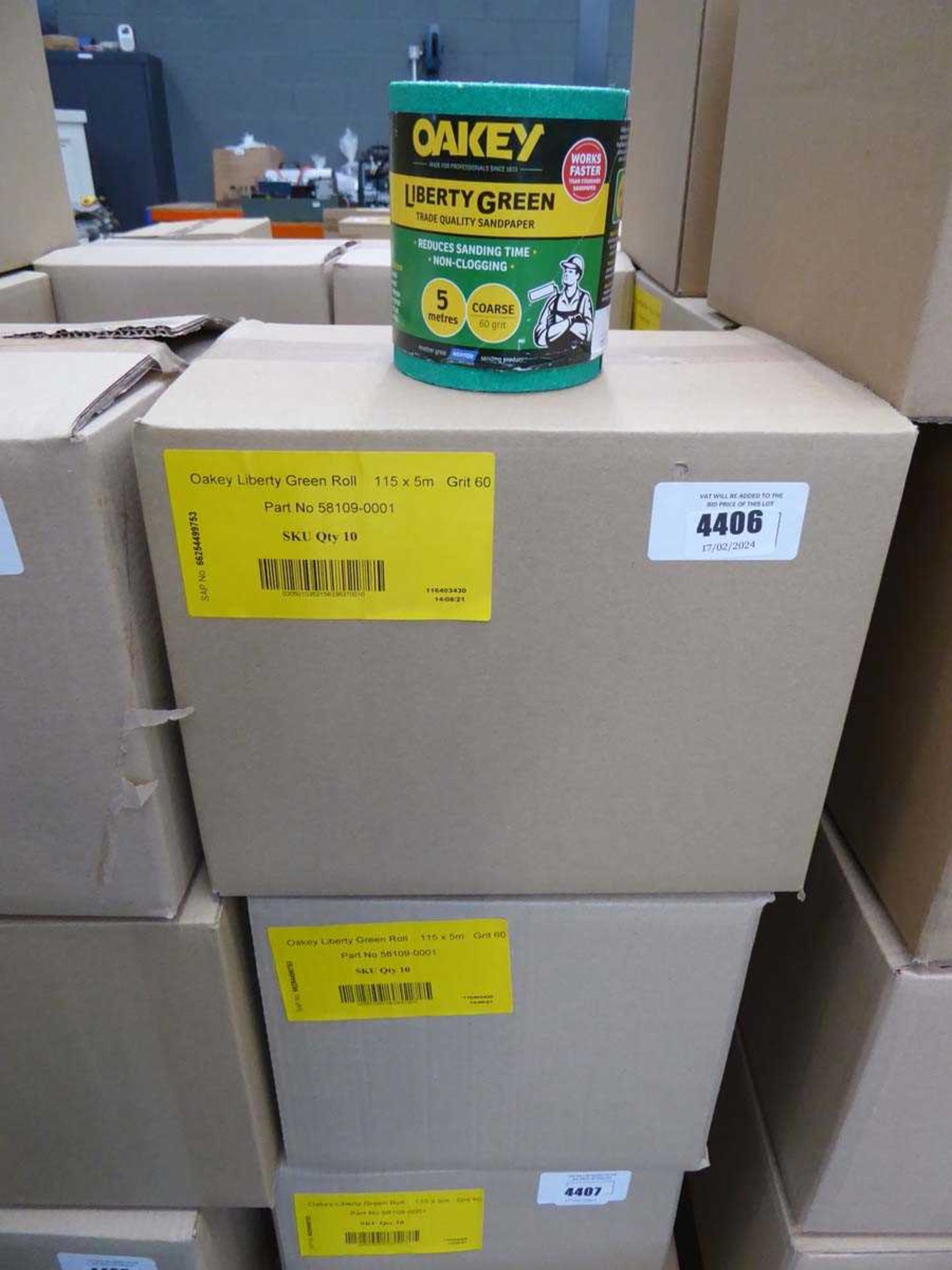 +VAT Two boxes of Liberty green roll 115mm x 5m 60 grit sandpaper