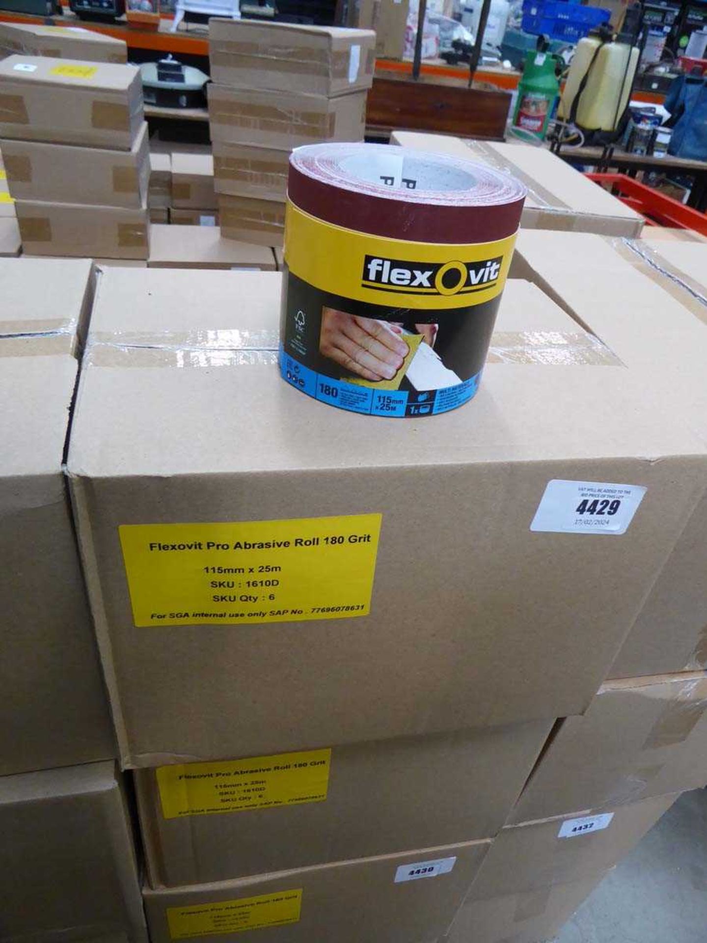 +VAT Two boxes of Flexovit abrasive 180 grit rolls