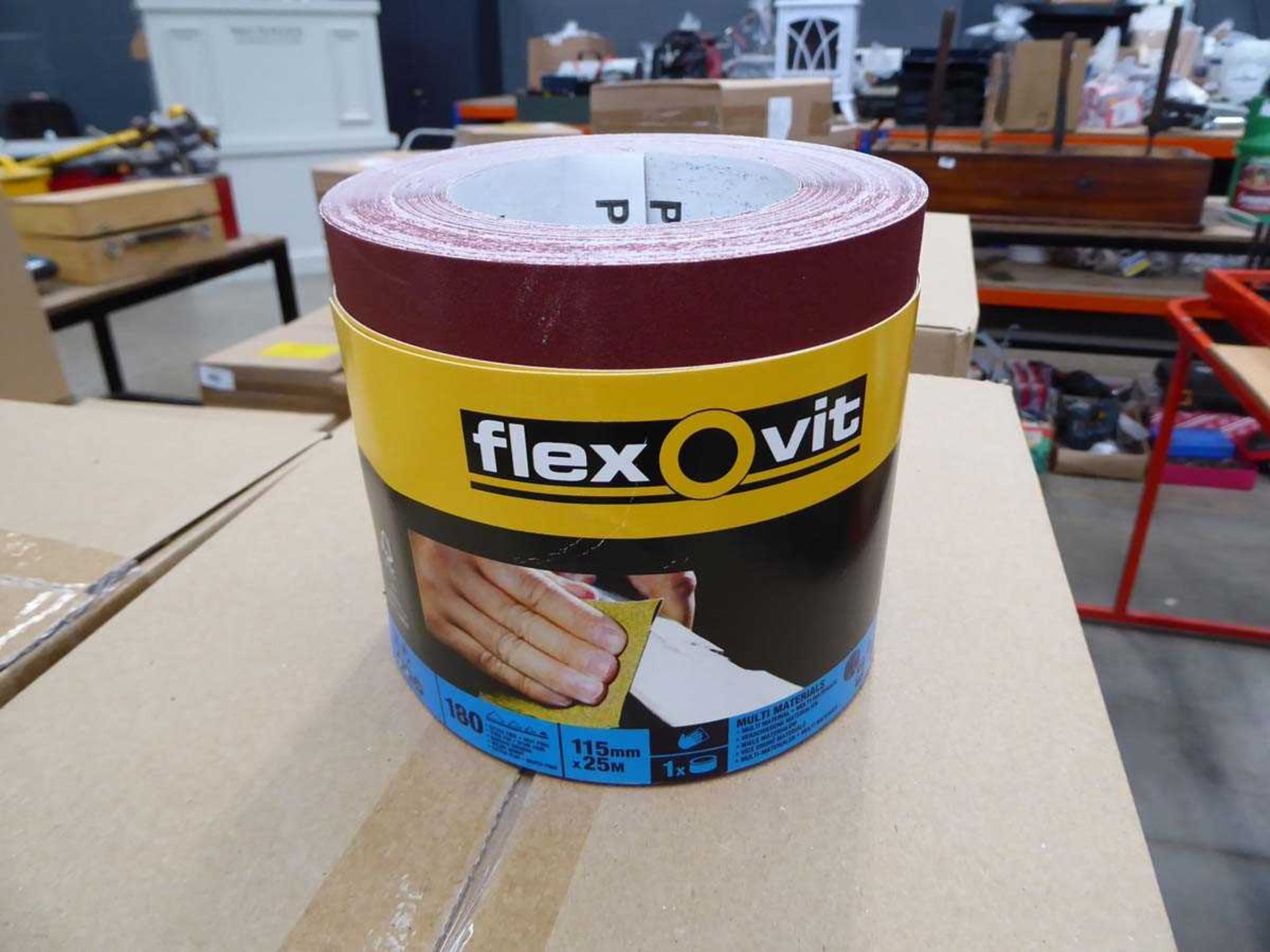 +VAT Two boxes of Flexovit abrasive 180 grit rolls - Image 2 of 2